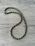 Brown Wood Green Stone Mens Beaded Necklace - Dennis