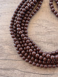 Brown Lucite Bead Acrylic Chunky Multi Strand Statement Necklace - Alana