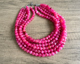 Pink & White Acrylic Beaded Multi Strand Statement Necklace | Alana | DLD Jewelry