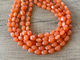 Orange Statement Lucite Beaded Chunky Multi Strand Necklace - Minnie