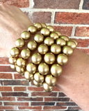 Gold Matte Acrylic Big Beaded Womens Bracelet Jewelry Set - Alana