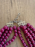 Dark Red Big Acrylic Beaded Chunky Multi Strand Necklace - Alana
