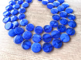 Cobalt Blue Lucite Acrylic Beaded Multi Strand Chunky Statement Necklace - Charlotte