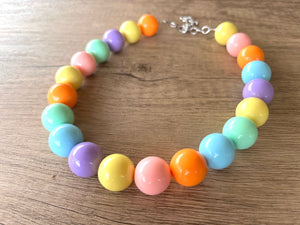 Pastel Multi Color Choker Acrylic Beaded Short Lucite Statement Necklace - Betty