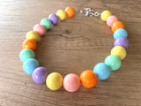 Pastel Multi Color Choker Acrylic Beaded Short Lucite Statement Necklace - Betty