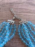 Light Blue Faceted Acrylic Beaded Multi Strand Statement Necklace - Angelina