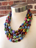 Multi Color Lucite Acrylic Chunky Multi Strand Statement Necklace - Lauren