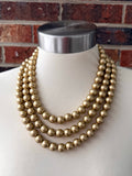 Gold Matte Acrylic Big Beaded Chunky Statement Necklace - Alana