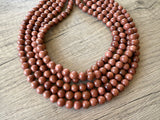 Brown Goldstone Beaded Multi Strand Statement Necklace - Alana