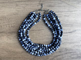 Black White Acrylic Lucite Bead Chunky Statement Necklace - Alana