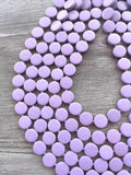Purple Lilac Wood Chunky Multi Strand Statement Necklace - Charlotte