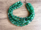 Green Acrylic Beaded Multi Strand Chunky Statement Necklace - Lauren