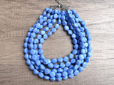 Carolina Blue Lucite Acrylic Beaded Chunky Multi Strand Statement Necklace - Julianna