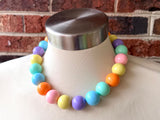 Pastel Multi Color Choker Acrylic Beaded Short Lucite Statement Necklace - Betty