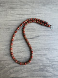 Wood Red Brown Jasper Stone Beaded Mens Necklace - Terrance