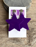 Star Acrylic Lucite Big Large Colorful Dangle Womens Statement Earrings