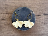 Cream Ginkgo Leaf Matte Lucite Big Statement Earrings - Avery