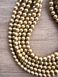 Gold Matte Acrylic Big Beaded Chunky Statement Necklace - Alana