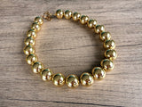 Shiny Gold Choker Acrylic Beaded Statement Necklace - Betty