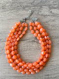 Orange Statement Lucite Beaded Chunky Multi Strand Necklace - Minnie