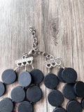 Black Statement Lucite Bead Necklace Chunky Multi Strand Necklace - Charlotte