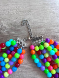 Neon Multi Color Chunky Multi Strand Bead Statement Necklace - Alana