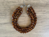 Tortoise Shell Acrylic Beaded Multi Strand Necklace - Lauren