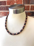 Copper Hematite Gray Brown Wood Metal Long Beaded Mens Necklace - Alphonso