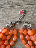 Orange Statement Lucite Beaded Chunky Multi Strand Necklace - Minnie