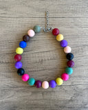 Multi Color Matte Acrylic Choker Beaded Statement Necklace - Betty