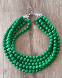 Green Faceted Big Bead Acrylic Lucite Chunky Multi Strand Necklace - Angelina