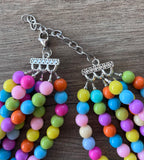 Multi Color Acrylic Lucite Bead Chunky Statement Necklace - Alana