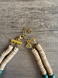 Brown Green Wood Chunky Multi Strand Bohemian Statement Necklace - Riley