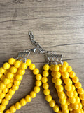 Yellow Acrylic Beaded Multi Strand Statement Necklace | Alana | DLD Jewelry