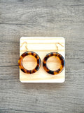 Brown Tortoise Shell Statement Acrylic Resin Hoop Earrings - Mollyrose