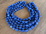 Cobalt Blue Acrylic Beaded Multi Strand Statement Necklace - Julianna