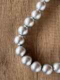 Silver Matte Choker Acrylic Beaded Short Lucite Statement Necklace - Betty