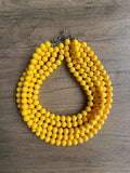 Yellow Big Beaded Acrylic Chunky Multi Strand Necklace - Alana