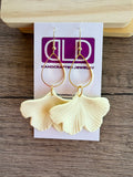 Cream Ginkgo Leaf Matte Lucite Big Statement Earrings - Avery