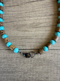 Mens Turquoise Brown Wood Gemstone Beaded Necklace | Terrance | DLD Jewelry
