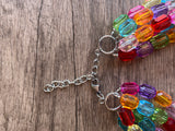Multi Color Faceted Lucite Acrylic Bead Chunky Statement Necklace Jewelry Women - Leslie