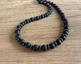 Black Matte Gray Mens Beaded Stone Hematite Necklace - Jonas