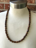 Brown Wood Copper Hematite Beaded Mens Necklace - Soren