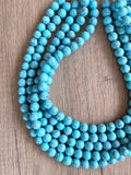 Turquoise Blue Howlite Stone Chunky Multi Strand Statement Necklace - Alana