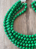 Green Faceted Big Bead Acrylic Lucite Chunky Multi Strand Necklace - Angelina
