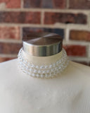 Clear Lucite Choker Beaded Multi Strand Statement Necklace - Alana