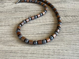 Mens Jasper Brown Wood Gemstone Beaded Necklace | Terrance | DLD Jewelry