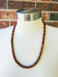 Mens Reddish Brown Jasper Wood Beaded Necklace - Terrance