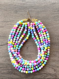 Pastel Multi Color Acrylic Lucite Bead Chunky Statement Necklace - Alana