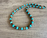 Mens Turquoise Brown Wood Gemstone Beaded Necklace | Terrance | DLD Jewelry